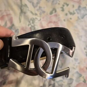 Etienne Aigner Leather Black Belt with Silver Horsebit  Buckle NEW